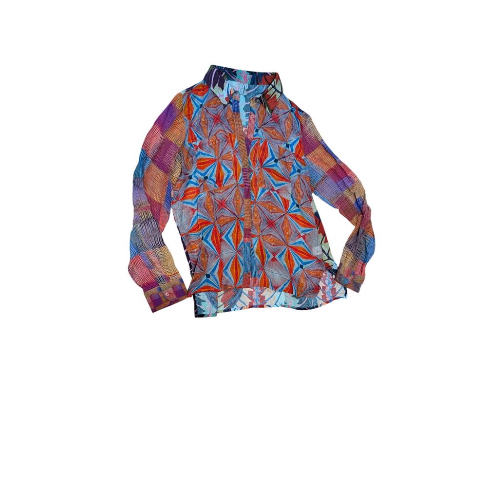 Bl-nk London Anthropologie Patchwork Leaf Button Up Blouse